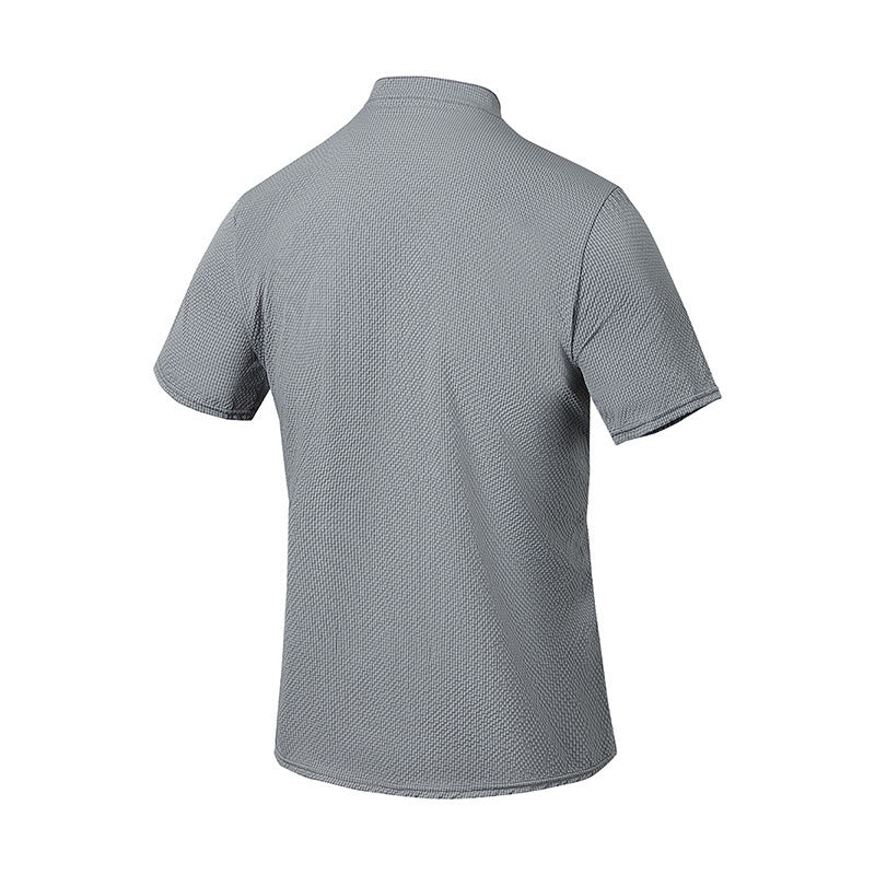 Polo à carreaux et demi-boutons pour homme, couleur unie, motif Buddha Stones, manches courtes - image 17