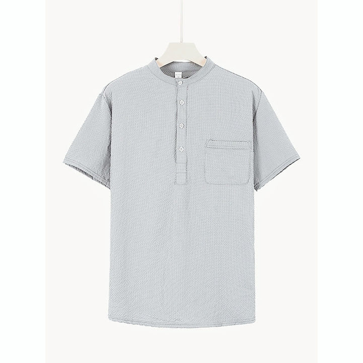 Polo à carreaux et demi-boutons pour homme, couleur unie, motif Buddha Stones, manches courtes - image 24