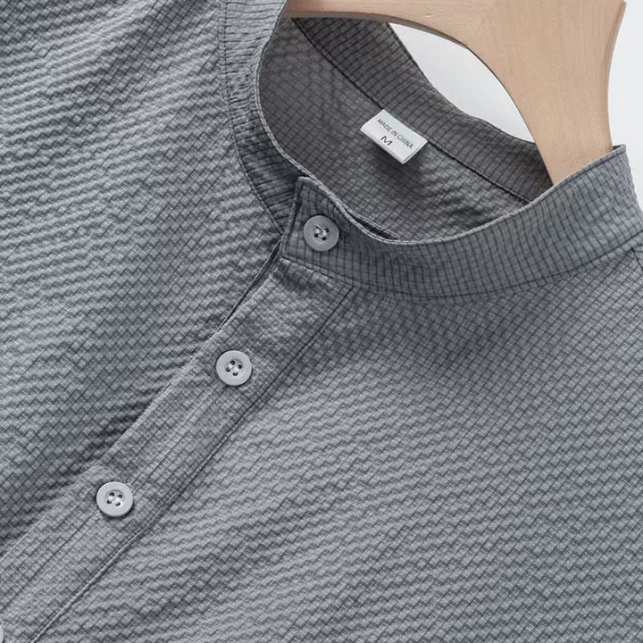 Polo à carreaux et demi-boutons pour homme, couleur unie, motif Buddha Stones, manches courtes - image 19