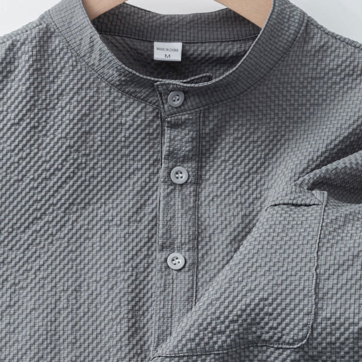 Polo à carreaux et demi-boutons pour homme, couleur unie, motif Buddha Stones, manches courtes - image 18