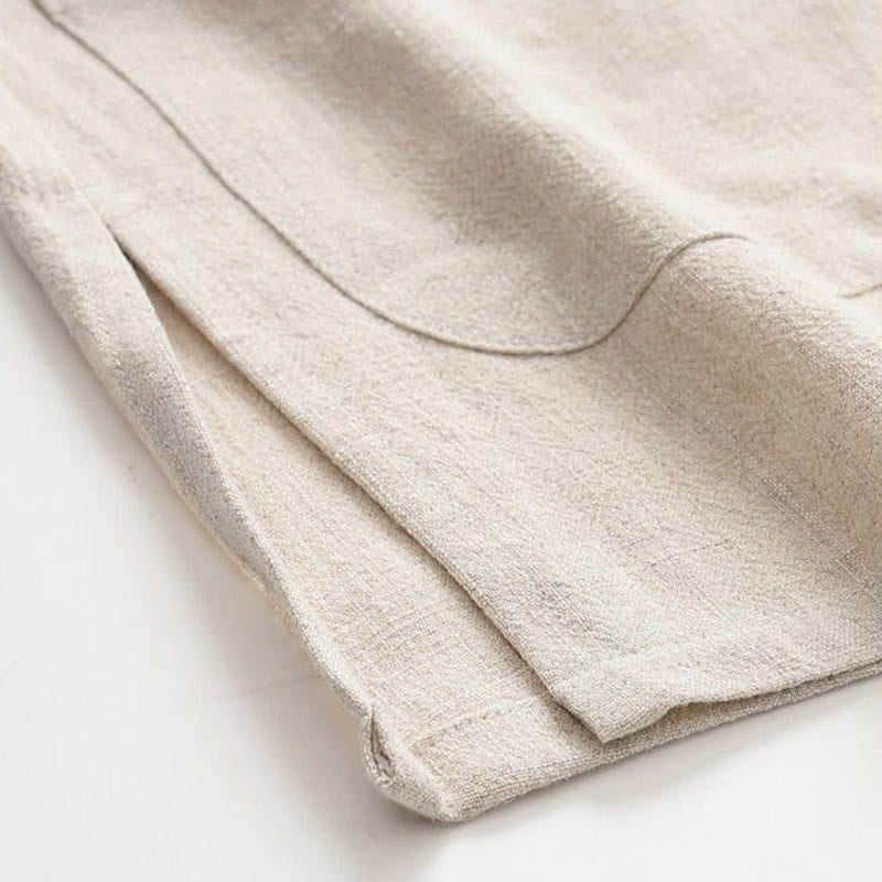 Ensemble 2 pièces pour homme, chemise à manches longues et pantalon en lin et coton, motif Buddha Stones - image 4