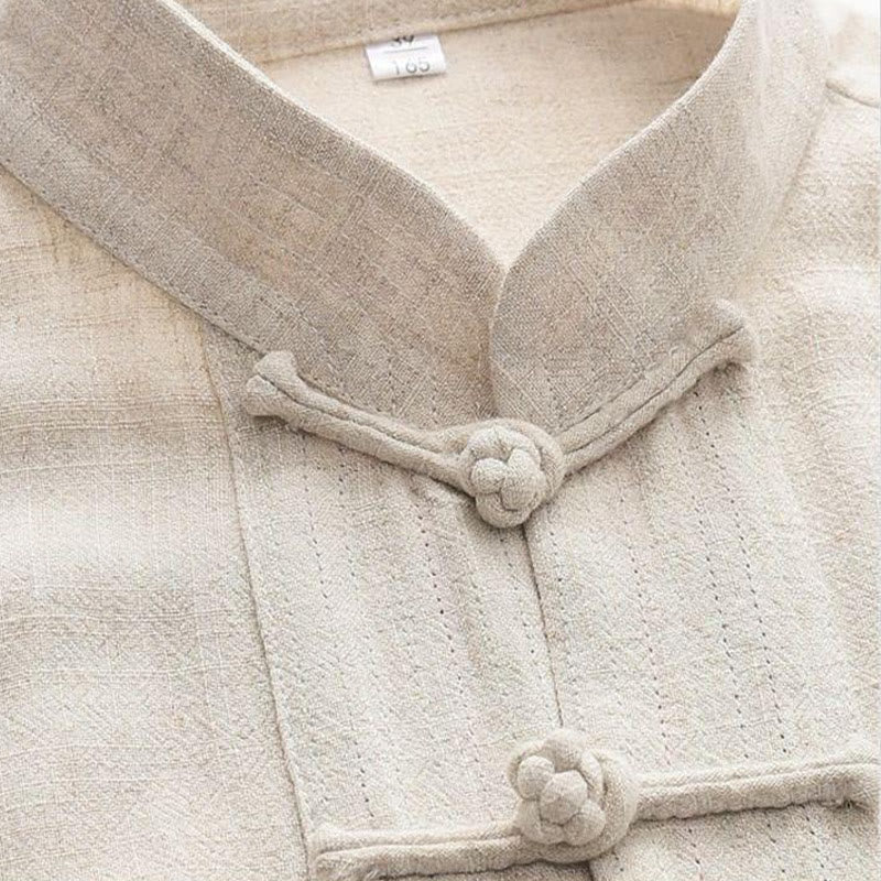 Ensemble 2 pièces pour homme, chemise à manches longues et pantalon en lin et coton, motif Buddha Stones - image 2