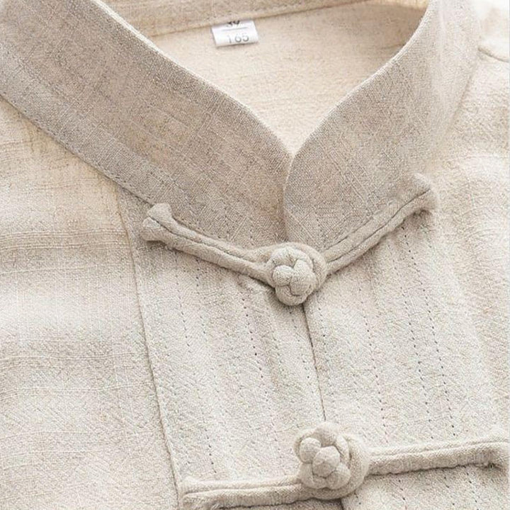 Ensemble 2 pièces pour homme, chemise à manches longues et pantalon en lin et coton, motif Buddha Stones - image 2