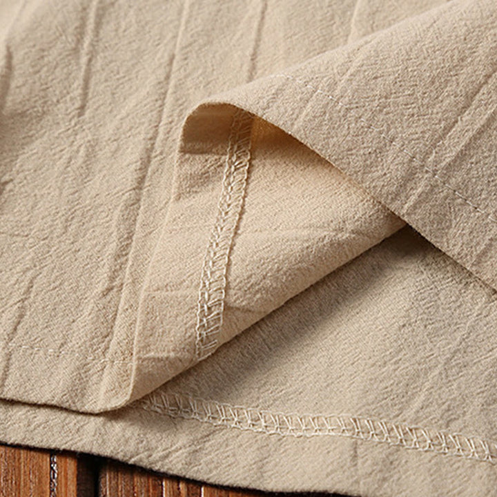 Ensemble 2 pièces pour homme, couleur unie, motif Buddha Stones, boutons grenouille, pantalon à manches courtes, en coton et lin - image 7