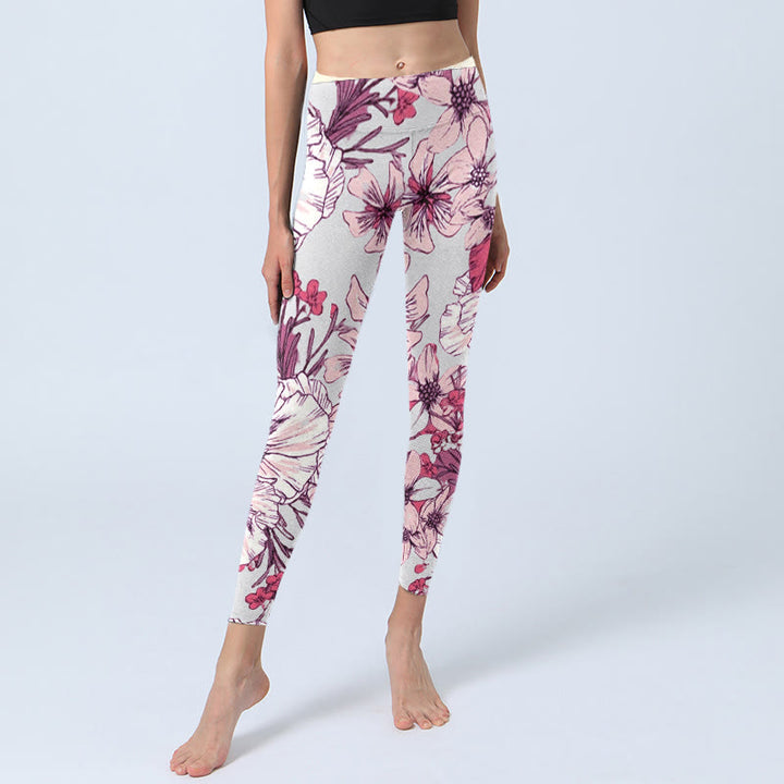 Leggings de yoga pour femme avec imprimé Buddha Stones , roses et fleurs rouges - image 5