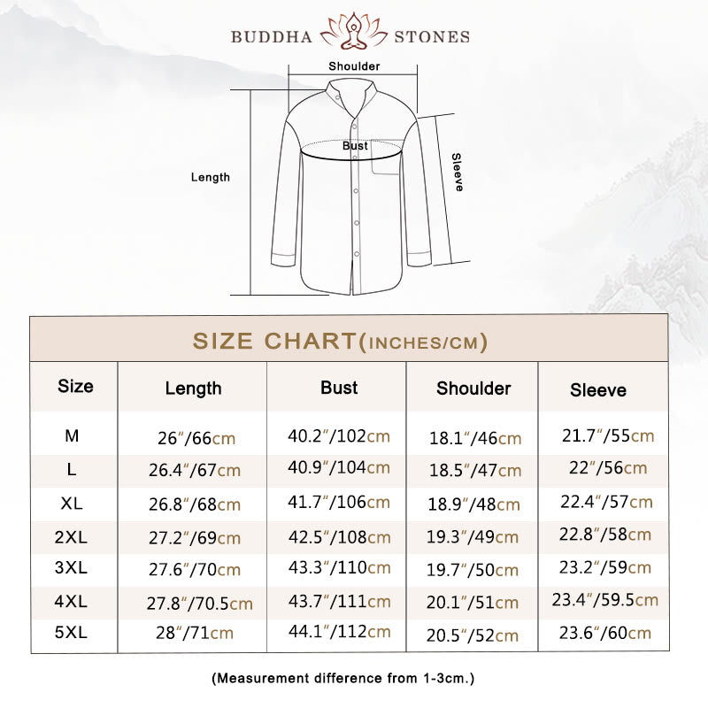 Chemise à manches longues pour homme Buddha Stones avec poche et col montant, confortable - image 3