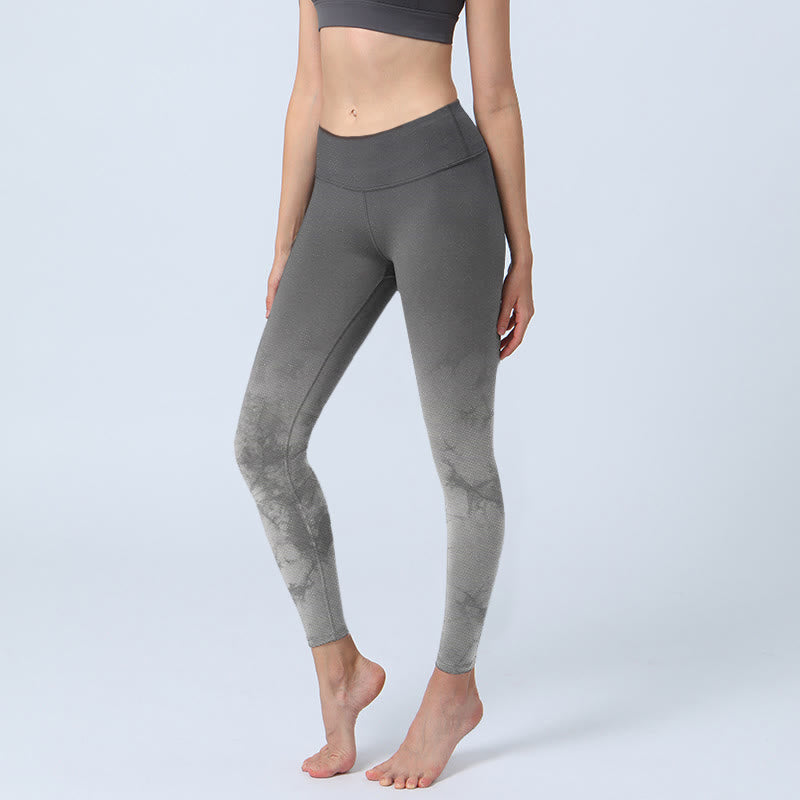 Leggings de yoga pour femme à imprimé floral dégradé Buddha Stones - Gris - US18，UK/AU22，EU50 (4XL) - image 1