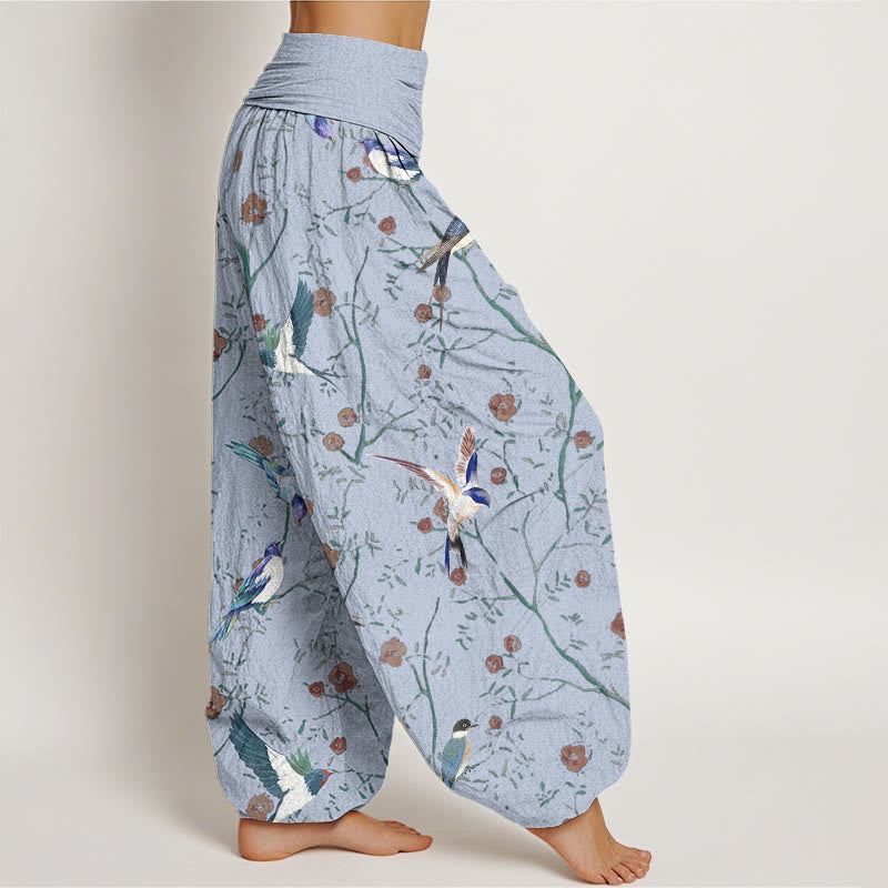 Pantalon sarouel décontracté à taille élastique pour femme, motif oiseaux, fleurs et feuilles, motif Buddha Stones - image 6