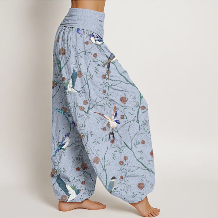 Pantalon sarouel décontracté à taille élastique pour femme, motif oiseaux, fleurs et feuilles, motif Buddha Stones - image 6