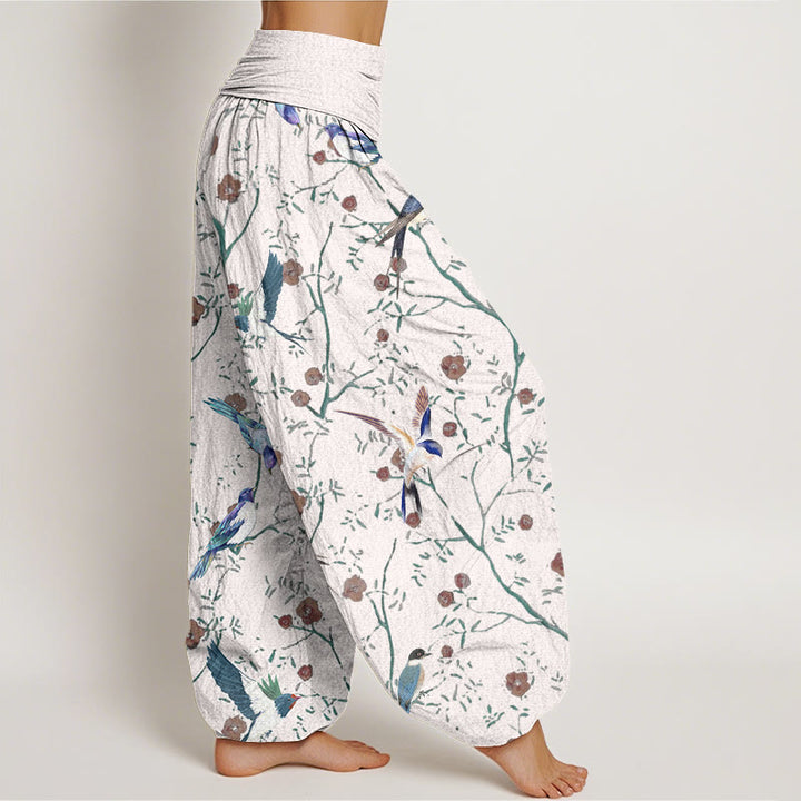 Pantalon sarouel décontracté à taille élastique pour femme, motif oiseaux, fleurs et feuilles, motif Buddha Stones - image 9