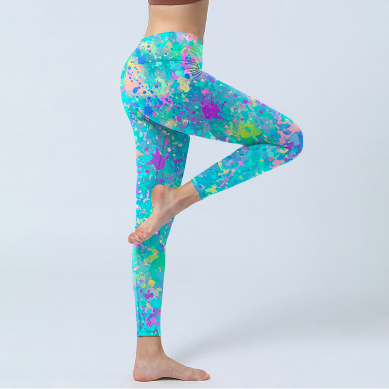 Leggings de yoga pour femme avec imprimé Buddha Stones Splash Ink - image 4