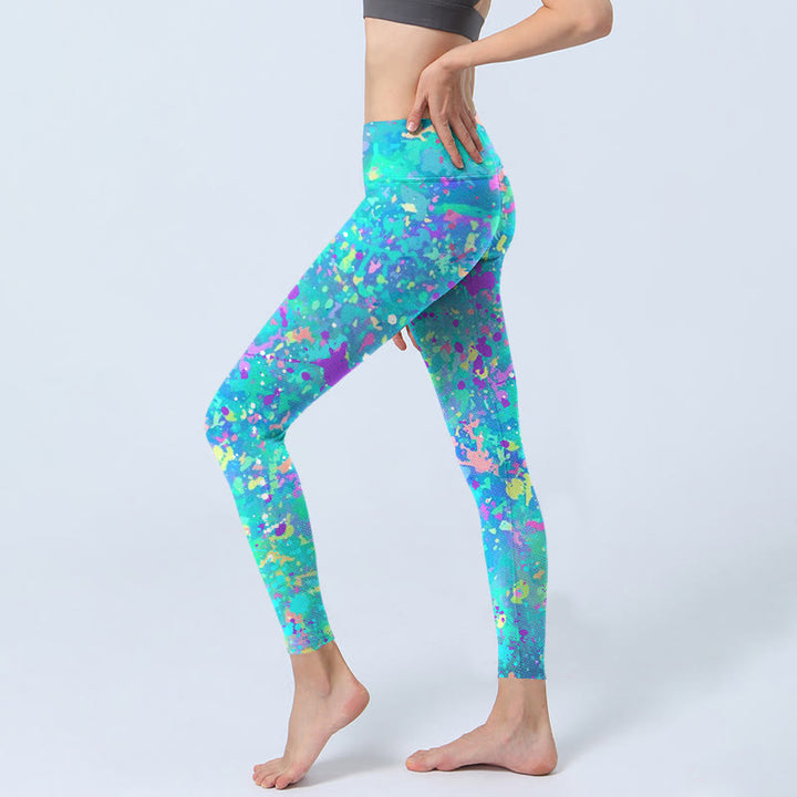 Leggings de yoga pour femme avec imprimé Buddha Stones Splash Ink - image 3