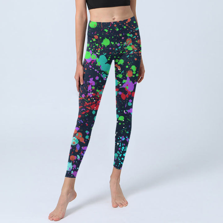Leggings de yoga pour femme avec imprimé éclaboussures d'encre noires Buddha Stones - image 7