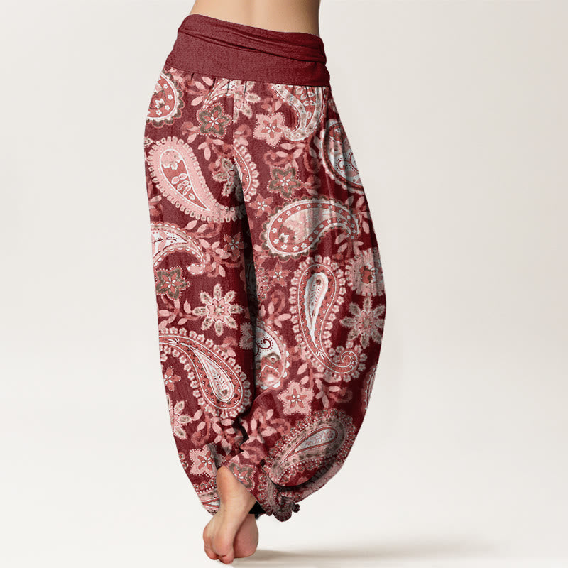 Pantalon harem femme en coton à motif cachemire et Buddha Stones , taille élastique - image 2