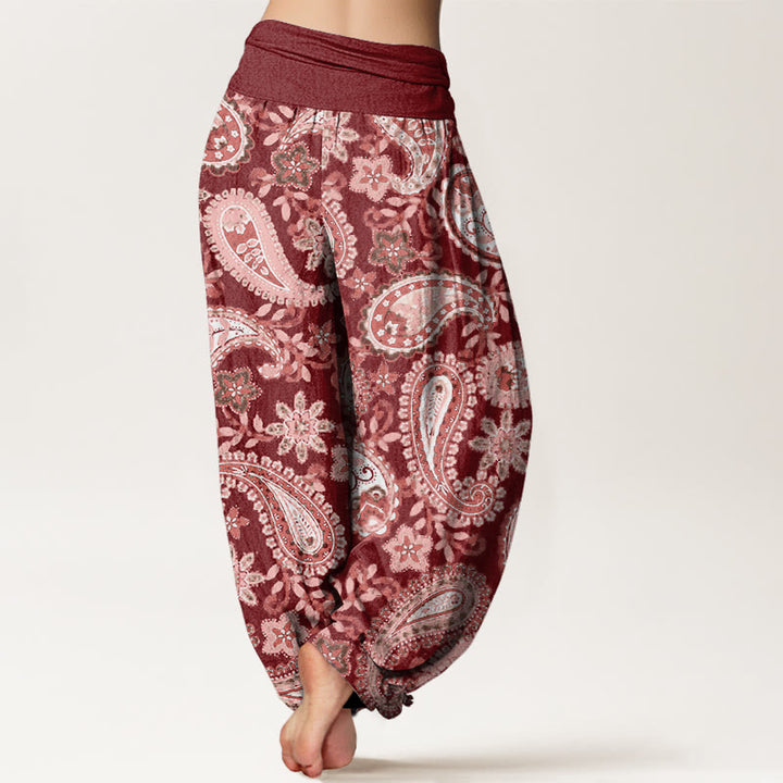 Pantalon harem femme en coton à motif cachemire et Buddha Stones , taille élastique - image 2