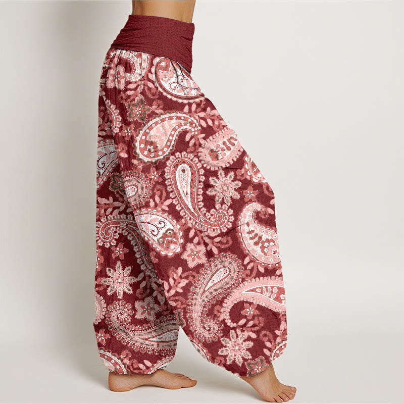 Pantalon harem femme en coton à motif cachemire et Buddha Stones , taille élastique - image 1