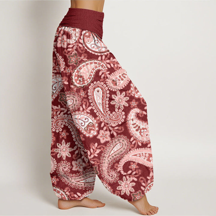 Pantalon harem femme en coton à motif cachemire et Buddha Stones , taille élastique - image 1
