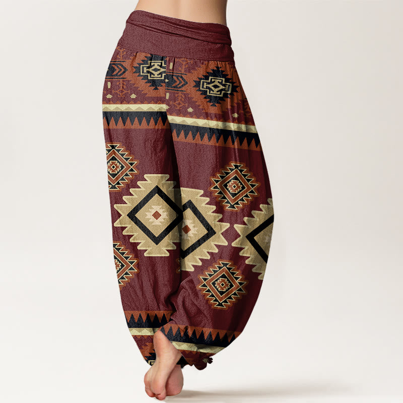 Pantalon sarouel décontracté symétrique style Navajo pour femme, taille élastique, motif Buddha Stones - image 3