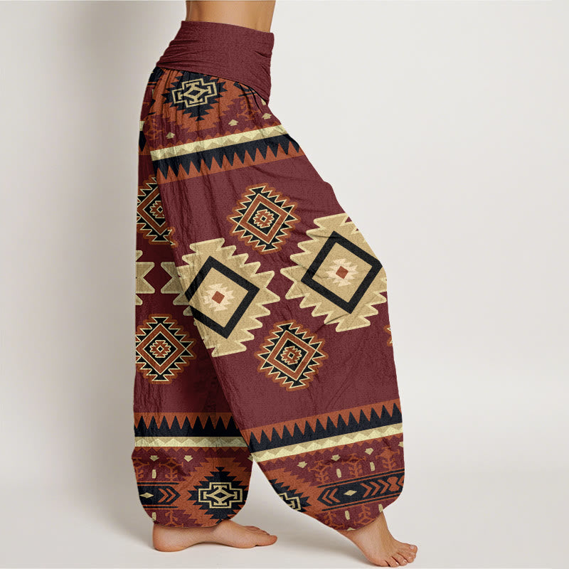 Pantalon sarouel décontracté symétrique style Navajo pour femme, taille élastique, motif Buddha Stones - image 1