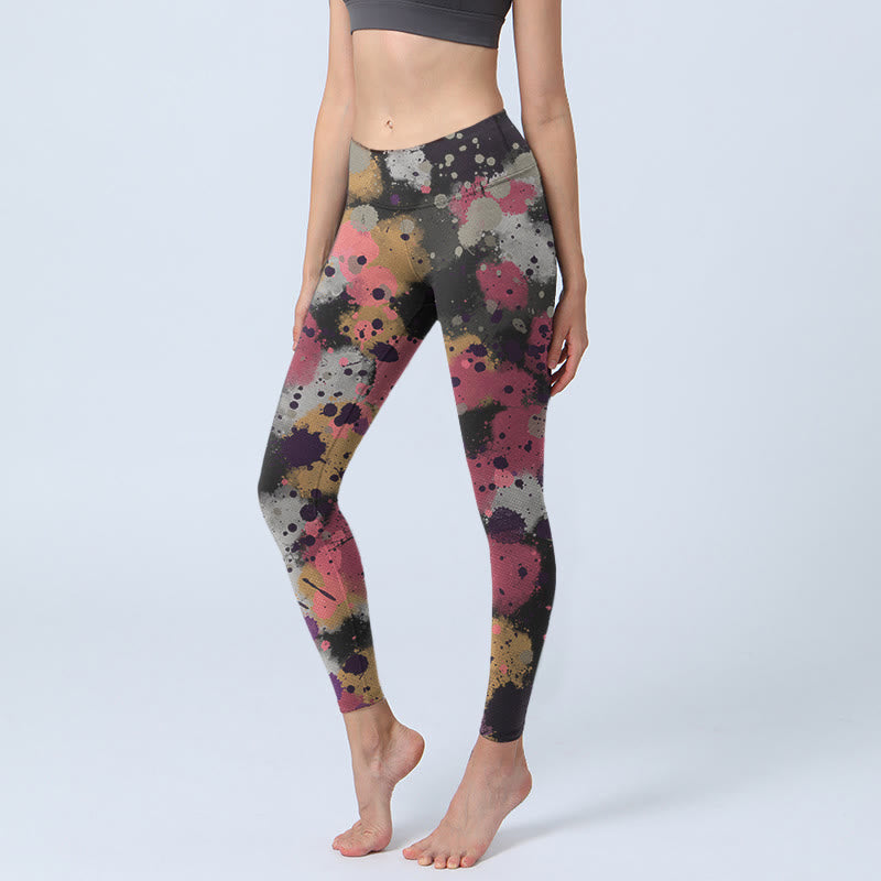 Leggings de yoga pour femme avec imprimé éclaboussures de Buddha Stones - Noir - US18，UK/AU22，EU50 (4XL) - image 1