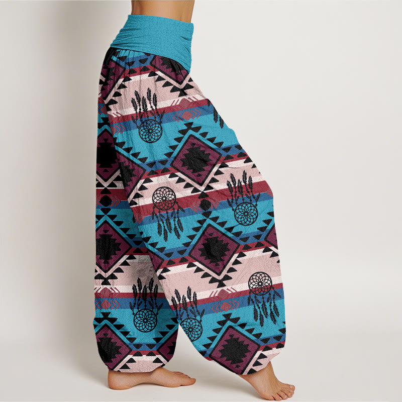 Pantalon Buddha Stones décontracté symétrique à motif attrape-rêves style textile Navajo pour femme, taille élastique - image 2