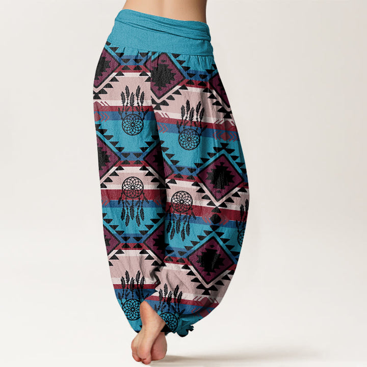 Pantalon Buddha Stones décontracté symétrique à motif attrape-rêves style textile Navajo pour femme, taille élastique - image 3