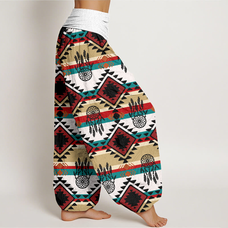 Pantalon Buddha Stones décontracté symétrique à motif attrape-rêves style textile Navajo pour femme, taille élastique - image 6