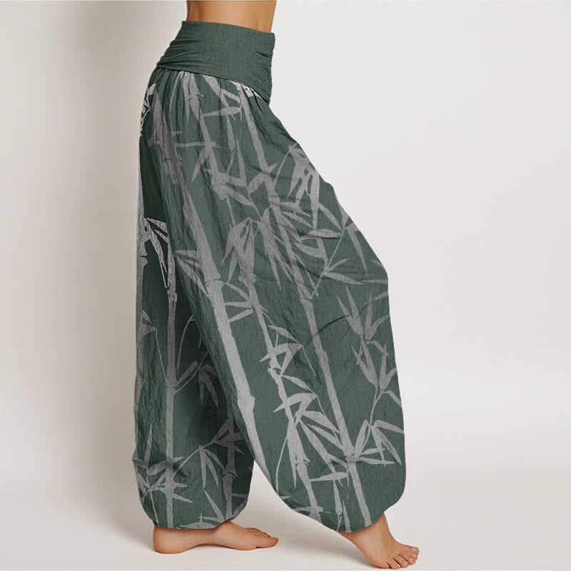 Pantalon sarouel décontracté à taille élastique pour femme, motif tiges de bambou et feuilles, motif Buddha Stones - image 2