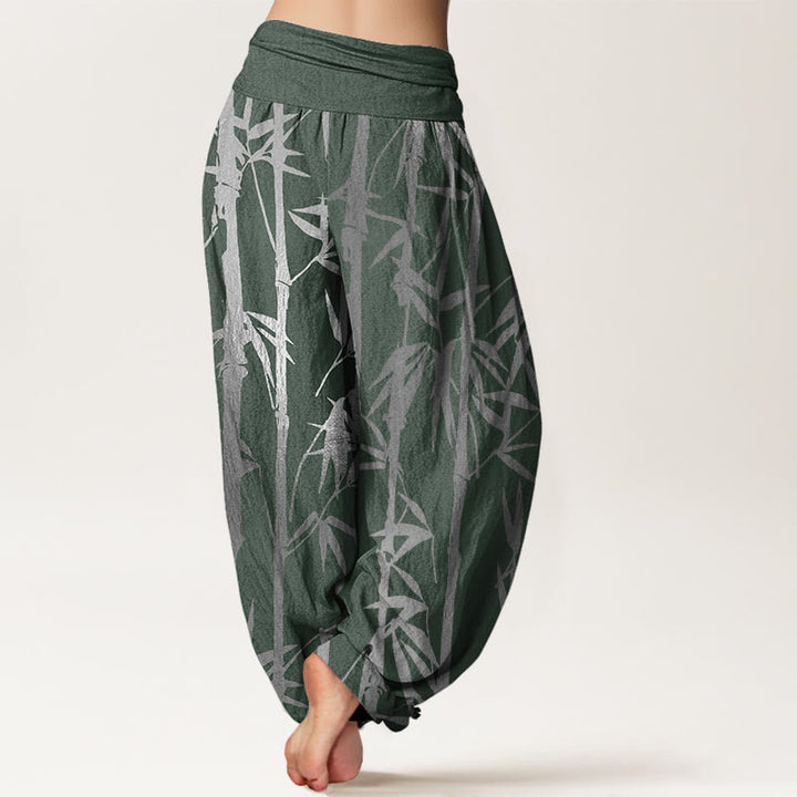 Pantalon sarouel décontracté à taille élastique pour femme, motif tiges de bambou et feuilles, motif Buddha Stones - image 3