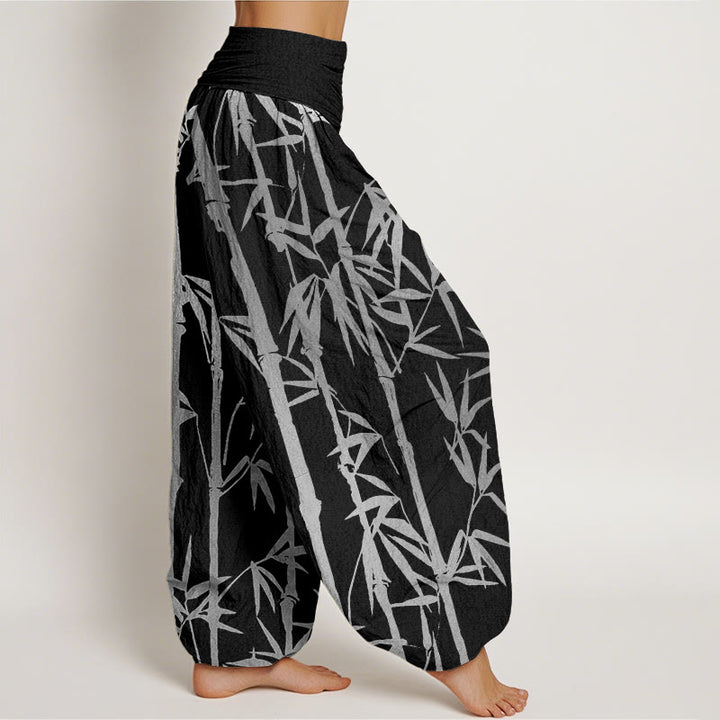 Pantalon sarouel décontracté à taille élastique pour femme, motif tiges de bambou et feuilles, motif Buddha Stones - image 6