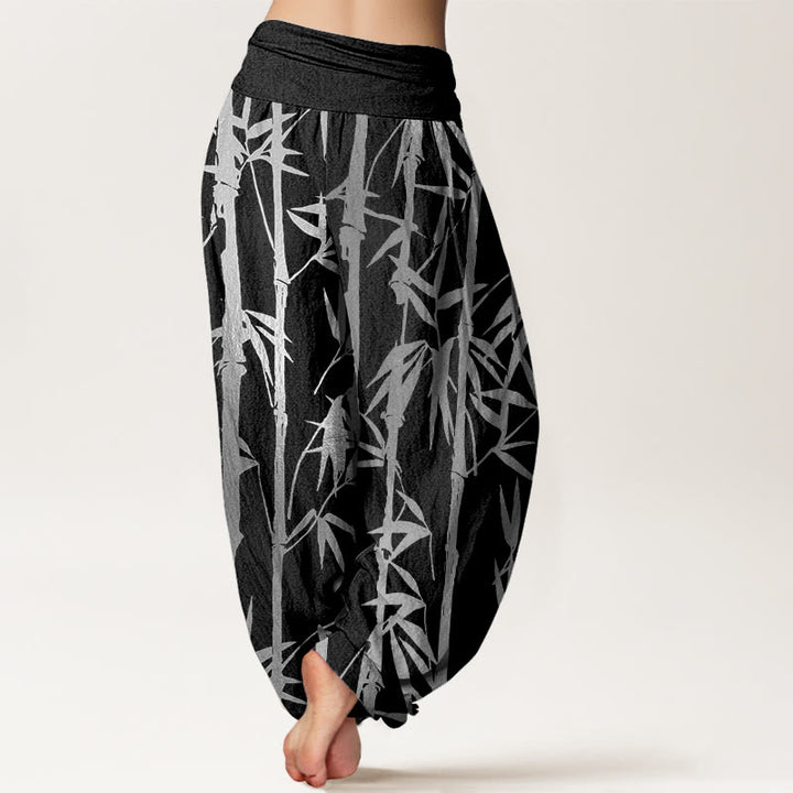 Pantalon sarouel décontracté à taille élastique pour femme, motif tiges de bambou et feuilles, motif Buddha Stones - image 7