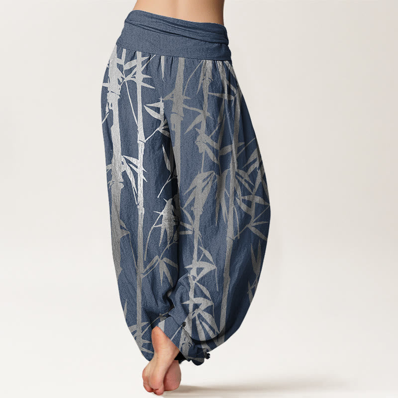 Pantalon sarouel décontracté à taille élastique pour femme, motif tiges de bambou et feuilles, motif Buddha Stones - image 10