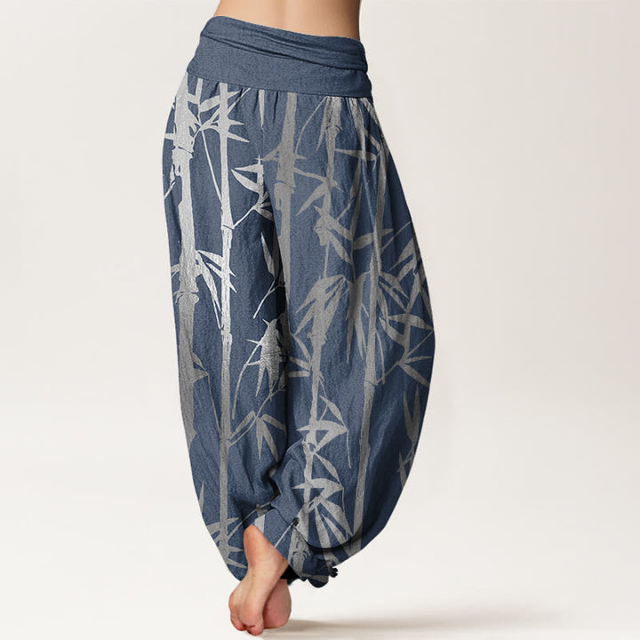 Pantalon sarouel décontracté à taille élastique pour femme, motif tiges de bambou et feuilles, motif Buddha Stones - image 10