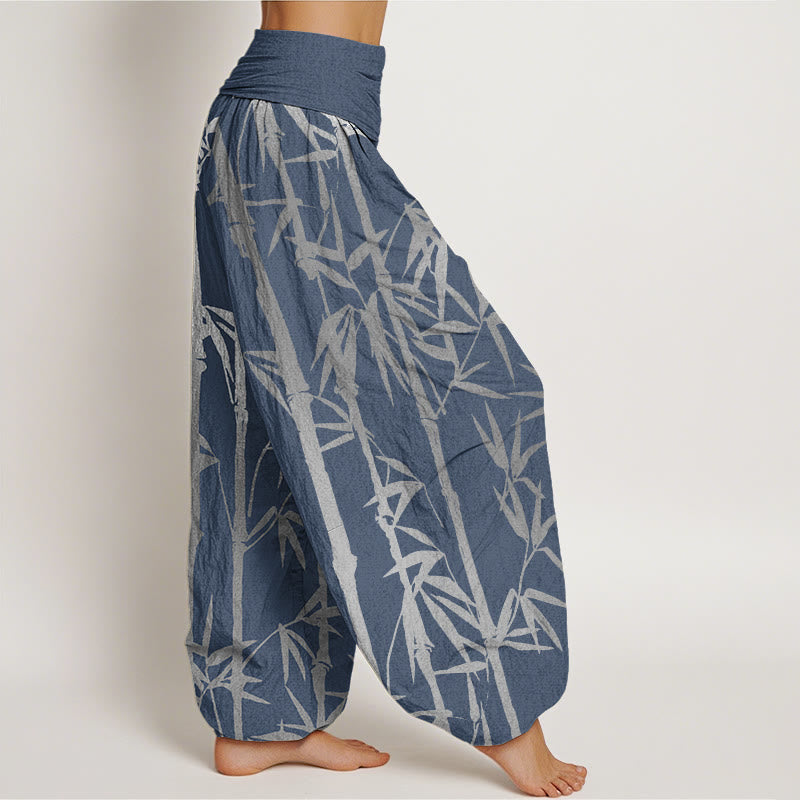 Pantalon sarouel décontracté à taille élastique pour femme, motif tiges de bambou et feuilles, motif Buddha Stones - image 9