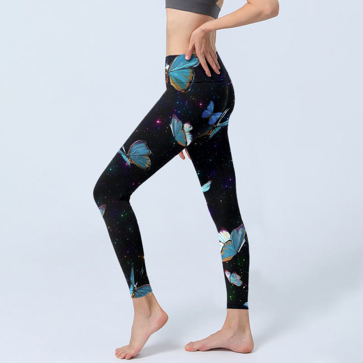 Leggings d'exercice imprimé Buddha Stones, papillons, étoiles et ciel, pantalons de yoga pour femmes - image 3