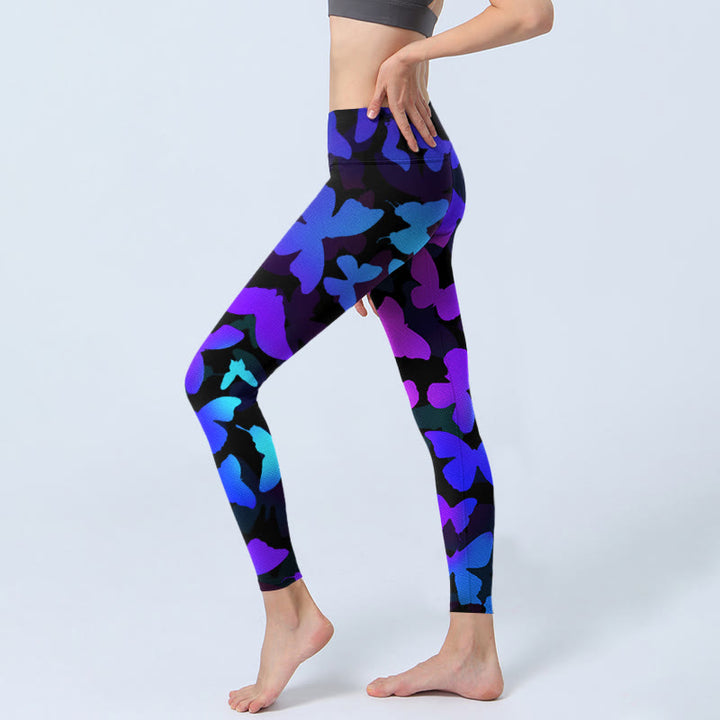 Leggings de yoga pour femme avec imprimé papillon et dégradé de Buddha Stones - image 3