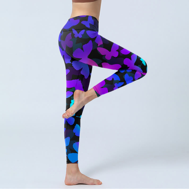 Leggings de yoga pour femme avec imprimé papillon et dégradé de Buddha Stones - image 4