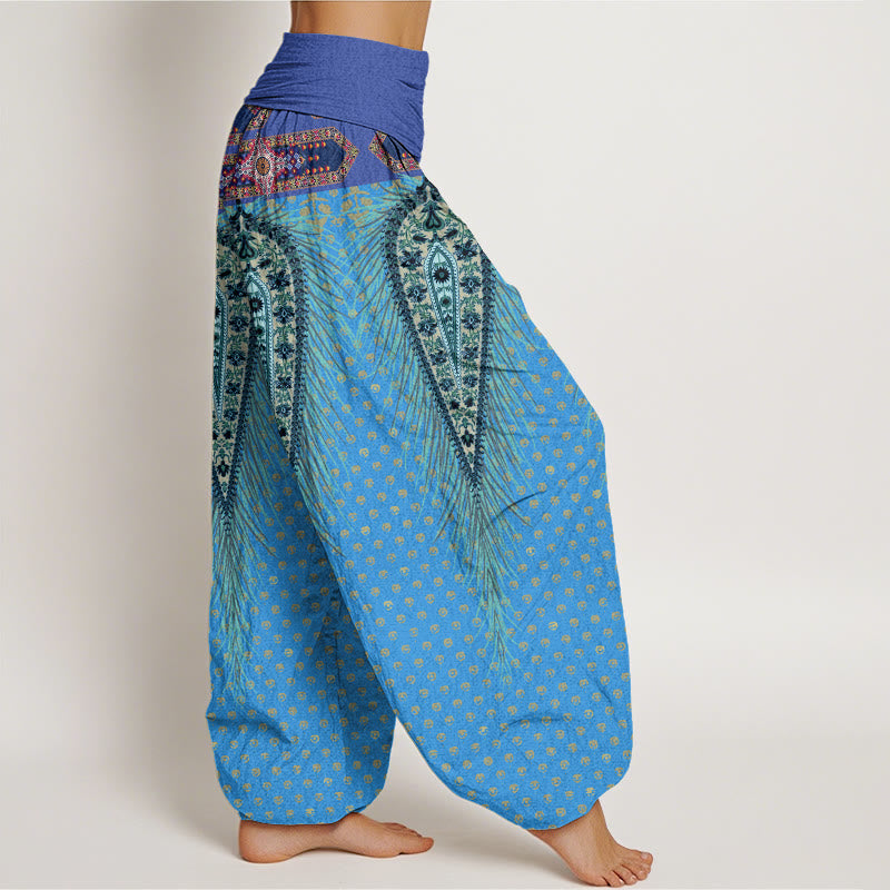 Pantalon sarouel à taille élastique pour femme, motif plumes d'inspiration bohème, Buddha Stones - image 10