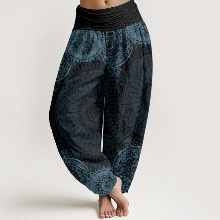 Pantalon sarouel à taille élastique pour femme, motif mandala circulaire, Buddha Stones - Gris - US22，UK/AU26，EU54 (6XL) - image 4