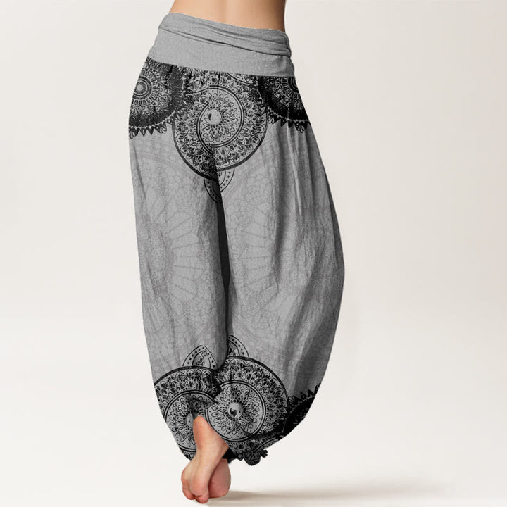 Pantalon harem à taille élastique pour femme, en coton, motif mandala circulaire et Buddha Stones - image 8