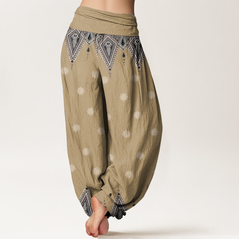Pantalon sarouel taille élastique pour femme, motif bohème géométrique et floral, motif Buddha Stones - image 5