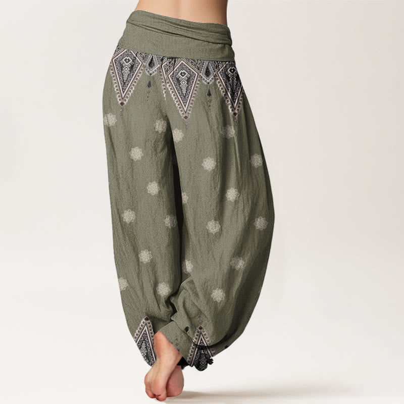 Pantalon sarouel taille élastique pour femme, motif bohème géométrique et floral, motif Buddha Stones - image 8