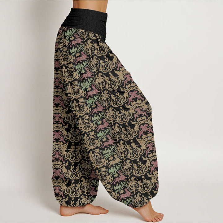 Pantalon sarouel à taille élastique pour femme, motif animal et rayures, motif Buddha Stones - image 3
