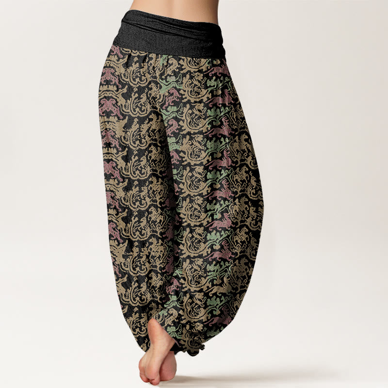 Pantalon sarouel à taille élastique pour femme, motif animal et rayures, motif Buddha Stones - image 2
