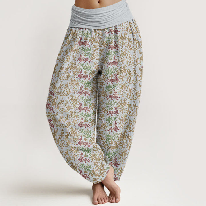 Pantalon sarouel à taille élastique pour femme, motif animal et rayures, motif Buddha Stones - Gris clair - US22，UK/AU26，EU54 (6XL) - image 5