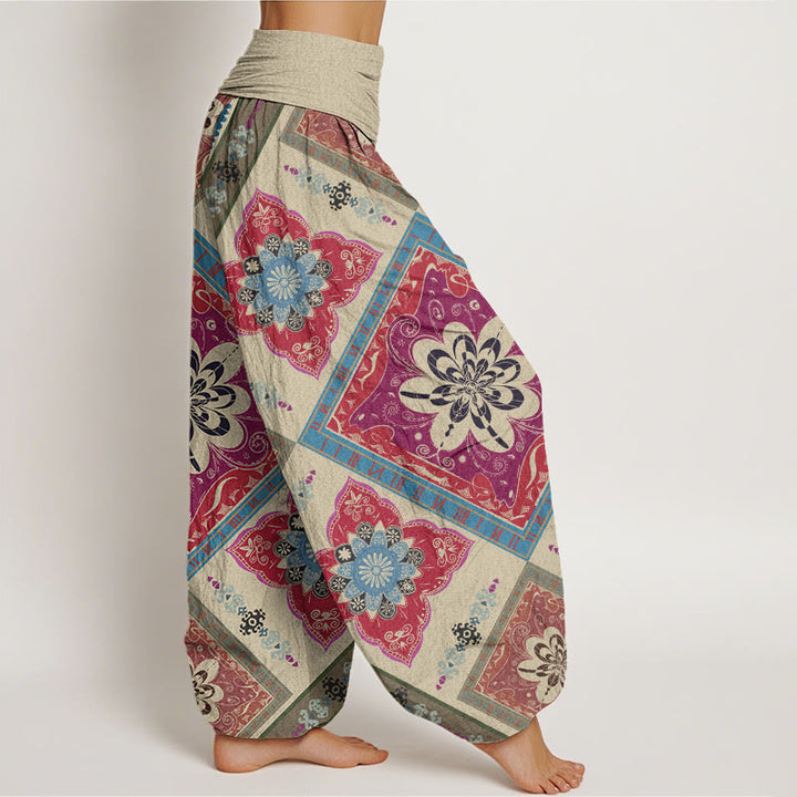 Pantalon sarouel à taille élastique pour femme, motif floral géométrique en forme de losange, Buddha Stones - image 3