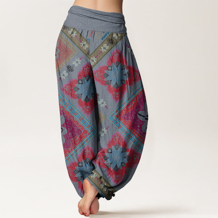 Pantalon sarouel à taille élastique pour femme, motif floral géométrique en forme de losange, Buddha Stones - image 6