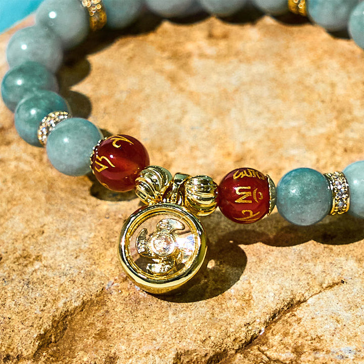 Bracelet porte-bonheur en jade vert naturel avec Buddha Stones Om Mani Padme Hum Cyclone