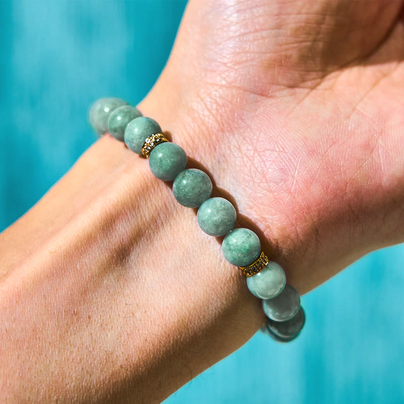 Bracelet porte-bonheur en jade vert naturel avec Buddha Stones Om Mani Padme Hum Cyclone