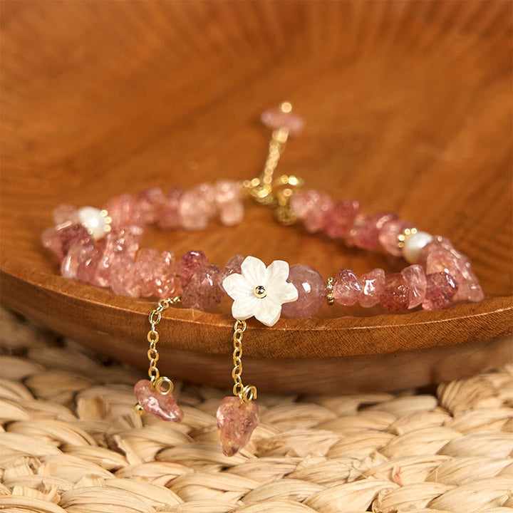 Bracelet de guérison en cristal de fleur de cristal Super Seven en quartz fraise vert et quartz fraise naturel Buddha Stones